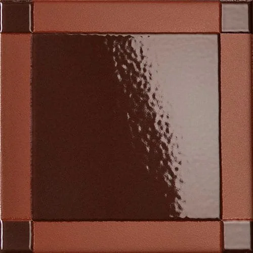 Chocolate square porcelain wall tile dash pattern linear grid glossy finish