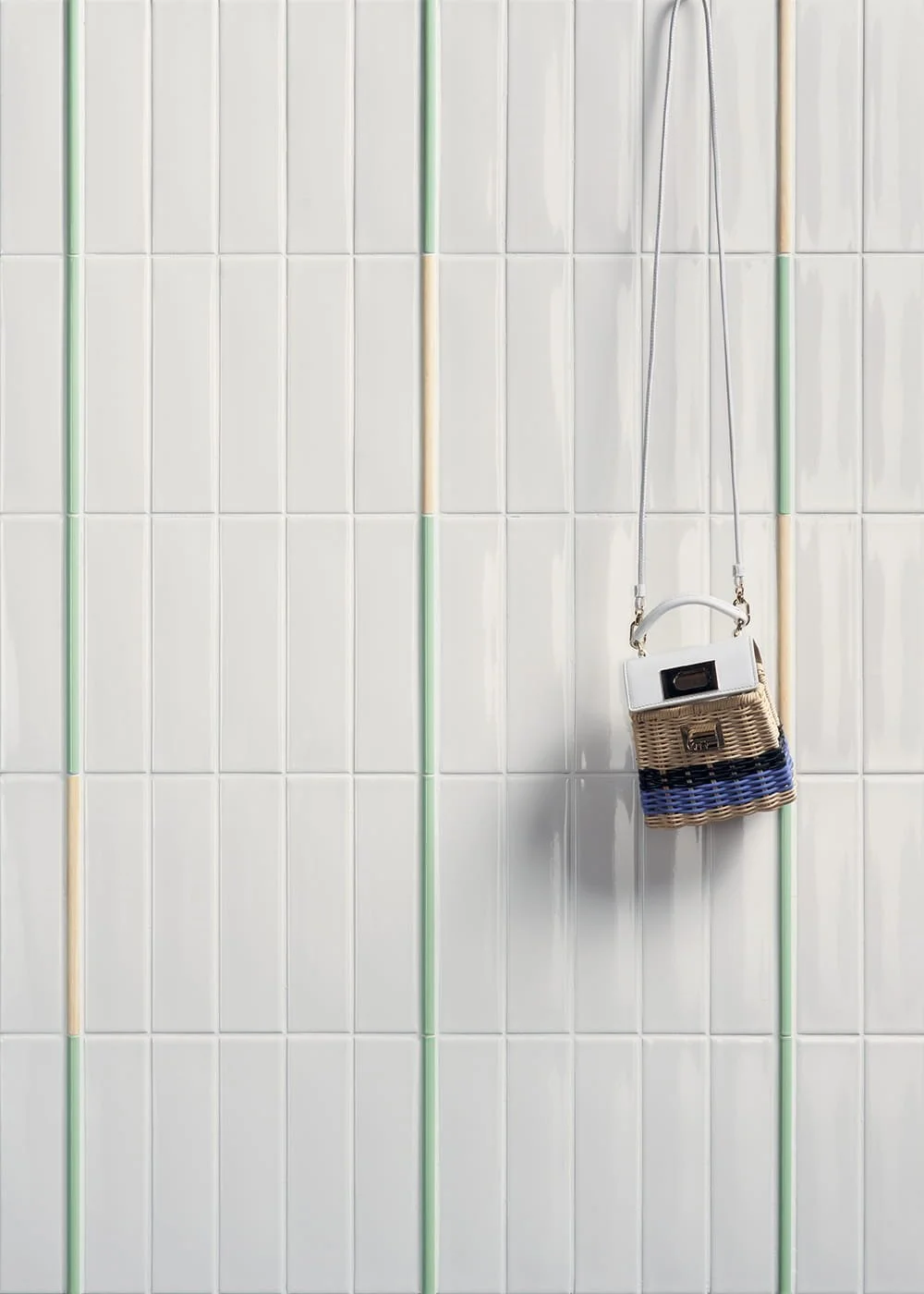 Kappa Matita aloe and wood decorative porcelain wall tiles linear striped shower design
