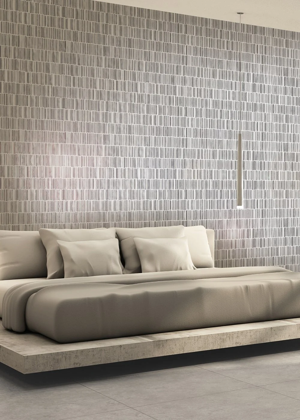 Italian-made textured porcelain tiles in warm beige, adding subtle sophistication to any living space.