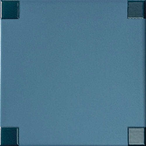 Blue square porcelain wall tile dot pattern geometric grid glossy finish