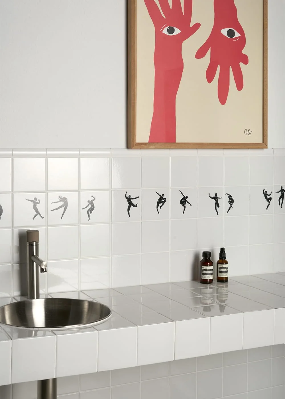 Dance decorative porcelain wall tiles minimalist illustrated bathroom backsplash design