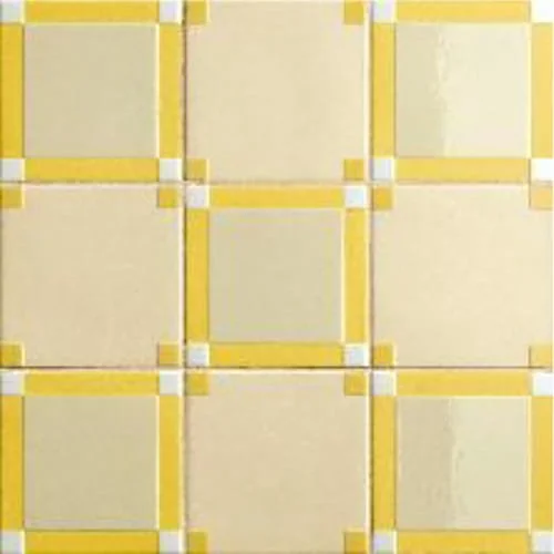 Citron yellow square porcelain tile modular pattern layout contemporary wall surface