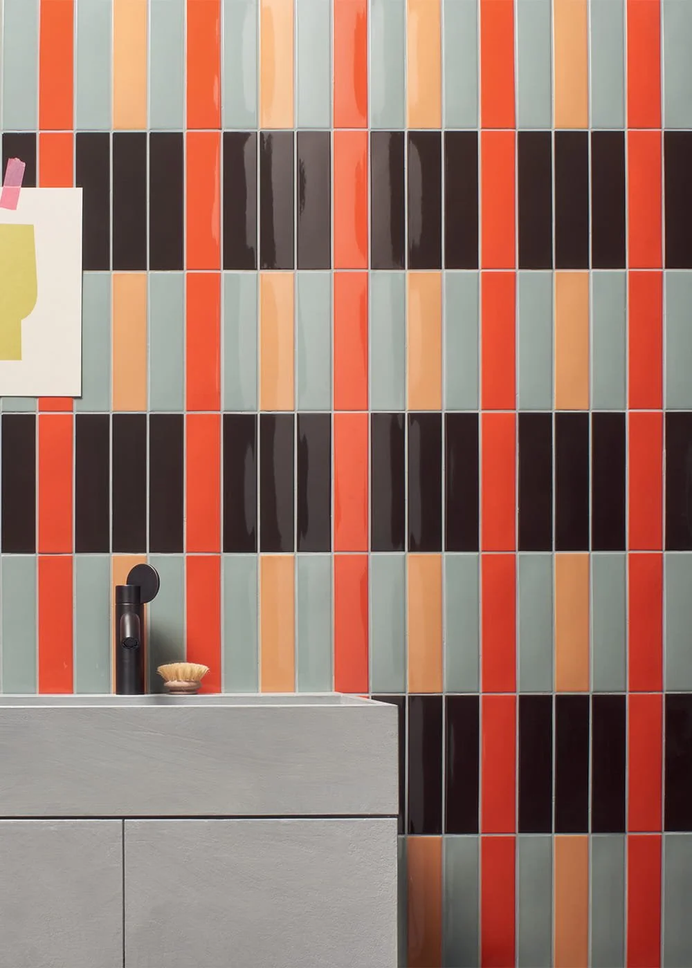 Kappa decorative porcelain wall tiles vibrant geometric pattern modern bathroom interior