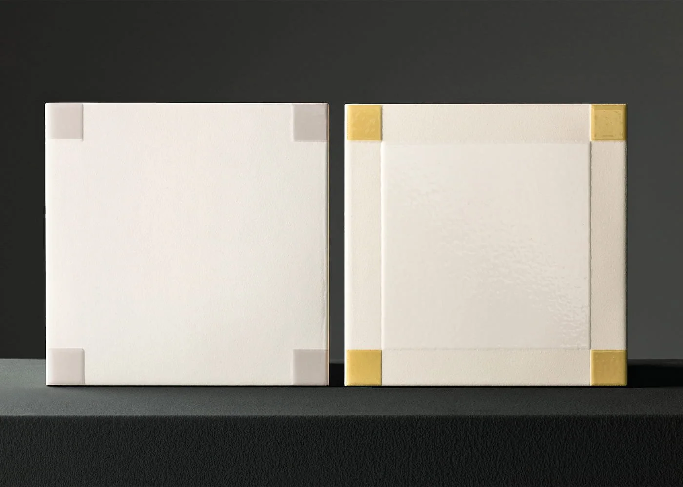 White square porcelain wall tile subtle grid pattern glossy finish minimalist interior surface