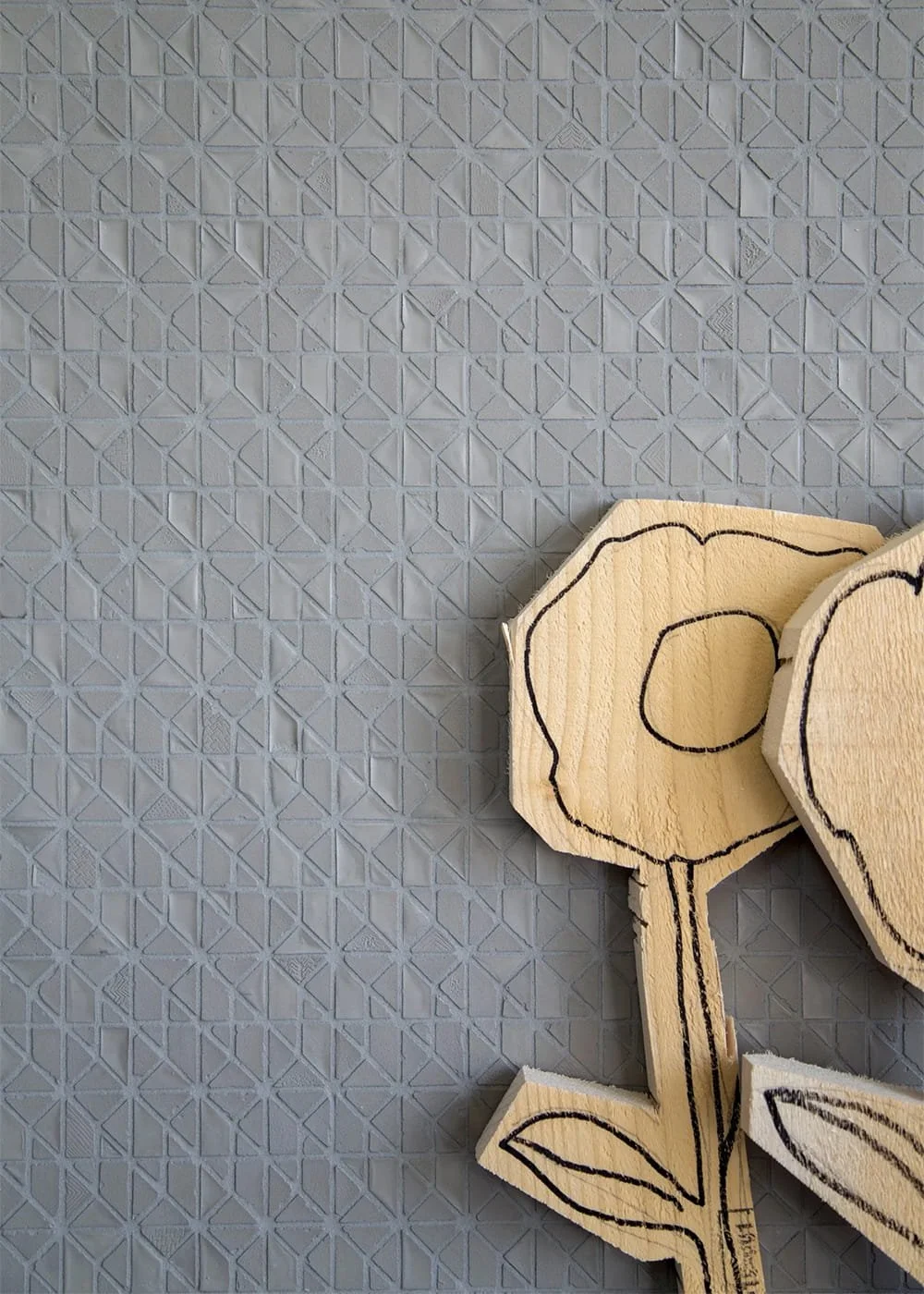 Cenere recycled glass mosaic tile geometric textured surface modern architectural wall design