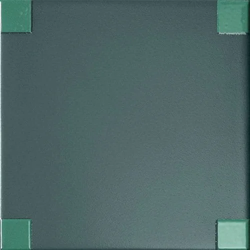 Deep green square porcelain wall tile dot pattern geometric grid glossy finish