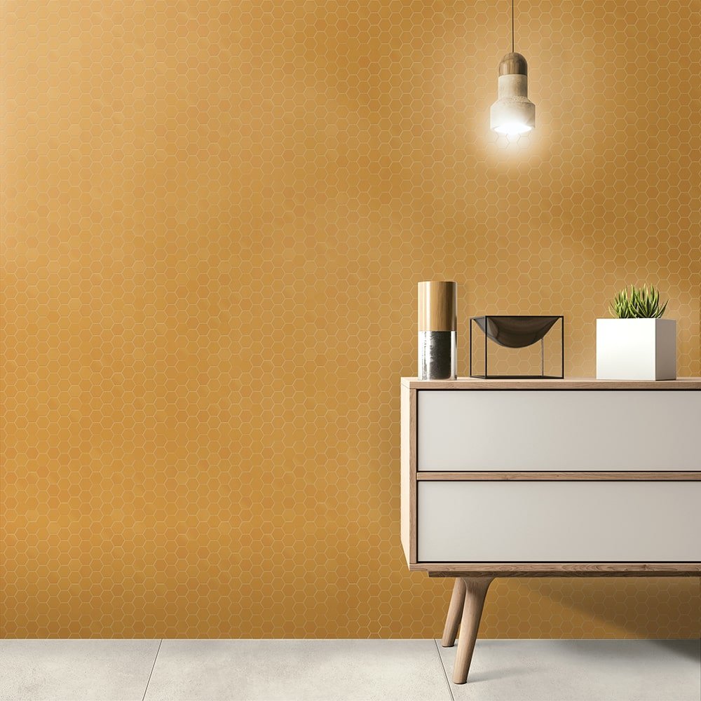 Hexa yellow corn mosaic wall tile from the Ispirare collection