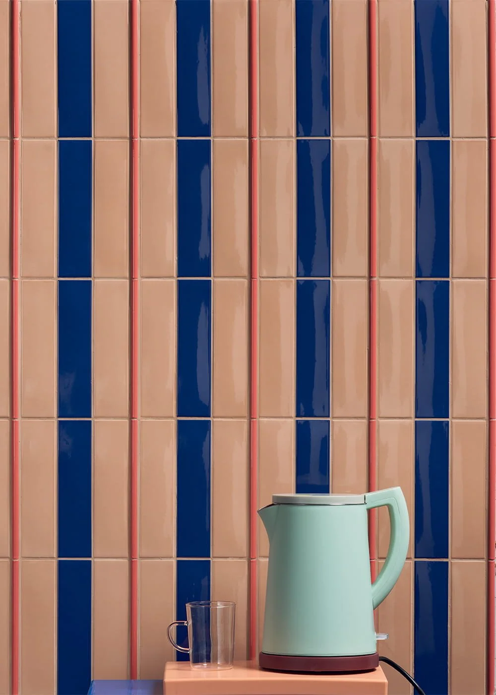 Kappa nude and ocean glossy porcelain wall tiles colorful striped geometric pattern