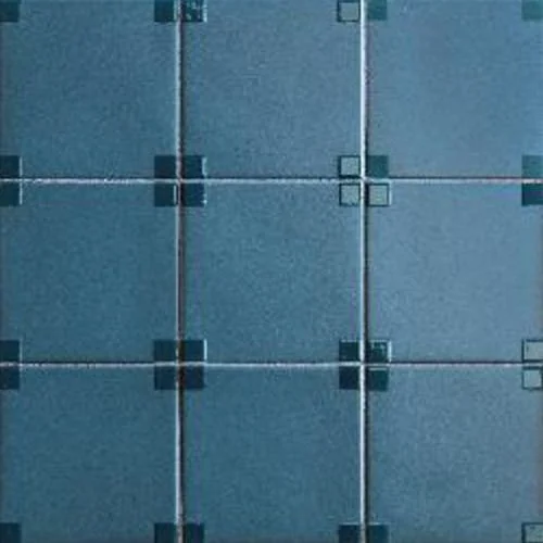 Blue square porcelain wall tile patterned layout geometric grid composition
