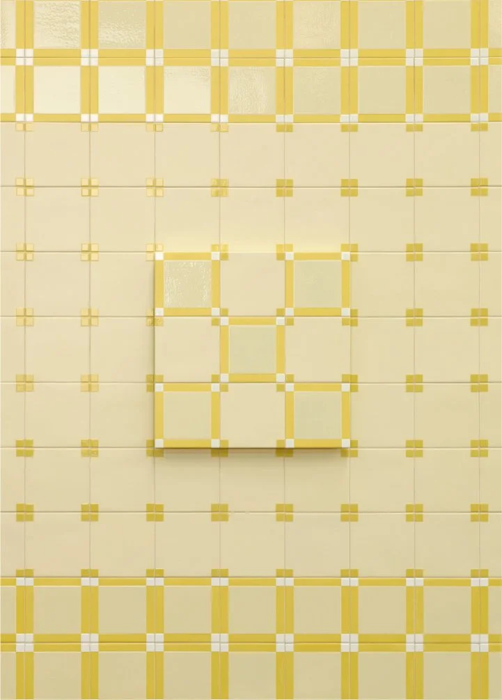Cream and yellow geometric grid pattern