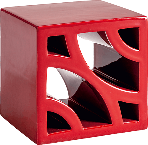   Red Velvet  Split Blend Deco  

 Split & Fornace, Blend, Deco, Red, Glossy, Geometric, Terracotta, 5 x 5 x 2 in, Handmade, Sicilian, 2026 
 