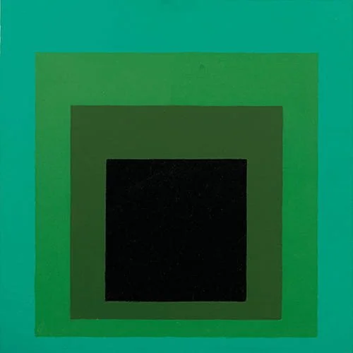 Josef Albers geometric artwork nested squares creating optical color interaction