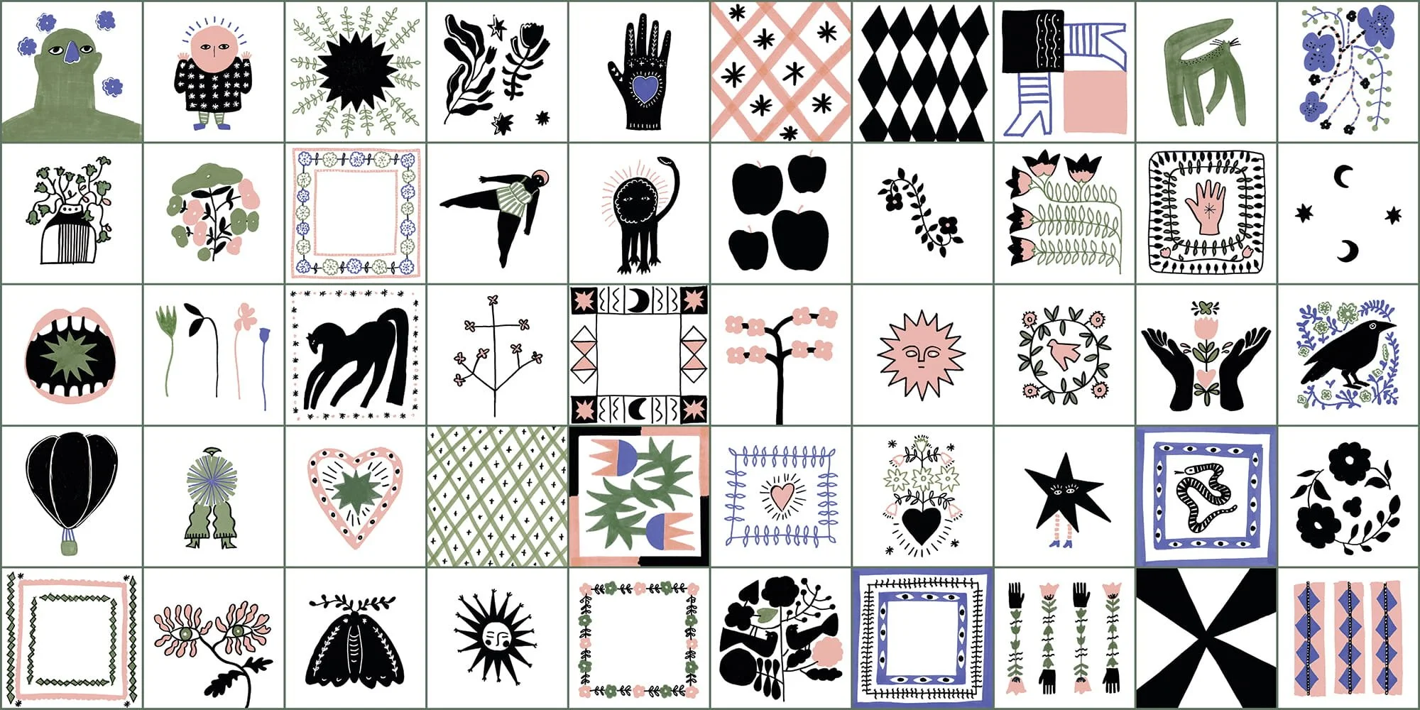 Caravan decorative porcelain tile collection full illustrated geometric tile pattern array