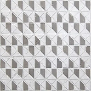   Talco Cenere 2  Micro Multiplem  

 Micro Multiplem, Matte, Geometric, Monochromatic, Recycled Glass and Clay, 12 x 12 in, Handmade, Grey, White, 2026 
 