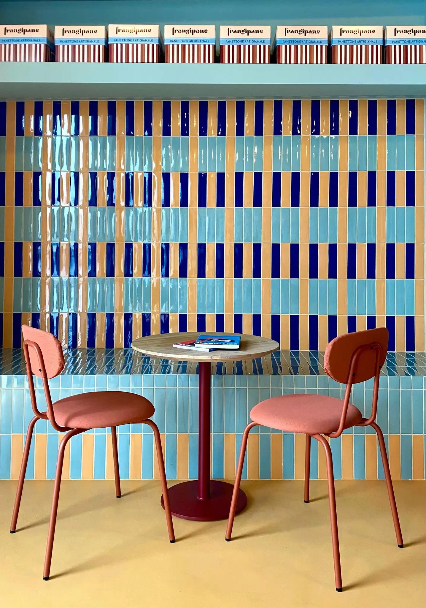 Kappa glossy porcelain wall tiles colorful geometric surface contemporary café interior design