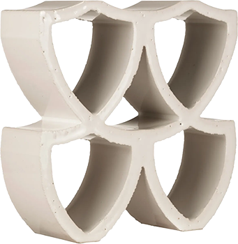 Arialuce curve bianco glassa handmade terracotta breezeblock