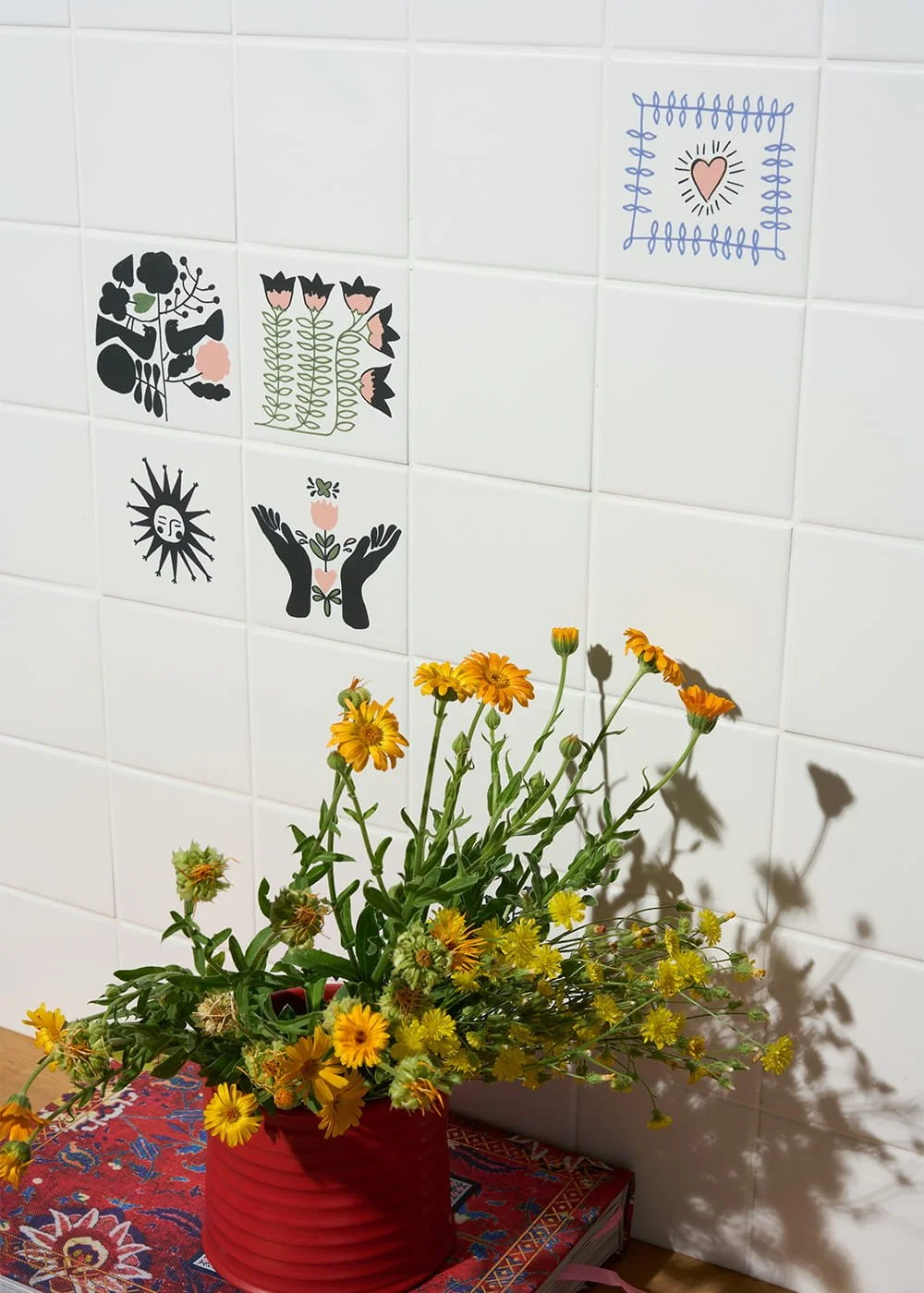 Caravan decorative porcelain wall tiles geometric illustrated pattern modern interior styling