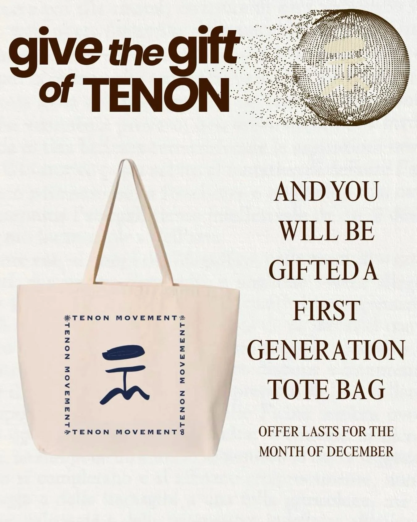 GIVE THE GIFT OF TENON! 🎁 From now through the end of December, buy someone you love a membership and YOU will receive our first generation tote bag. 

AND 💻 Cyber Monday means our Black Friday sale is extended ONE FINAL DAY. Snag $150 off our annu