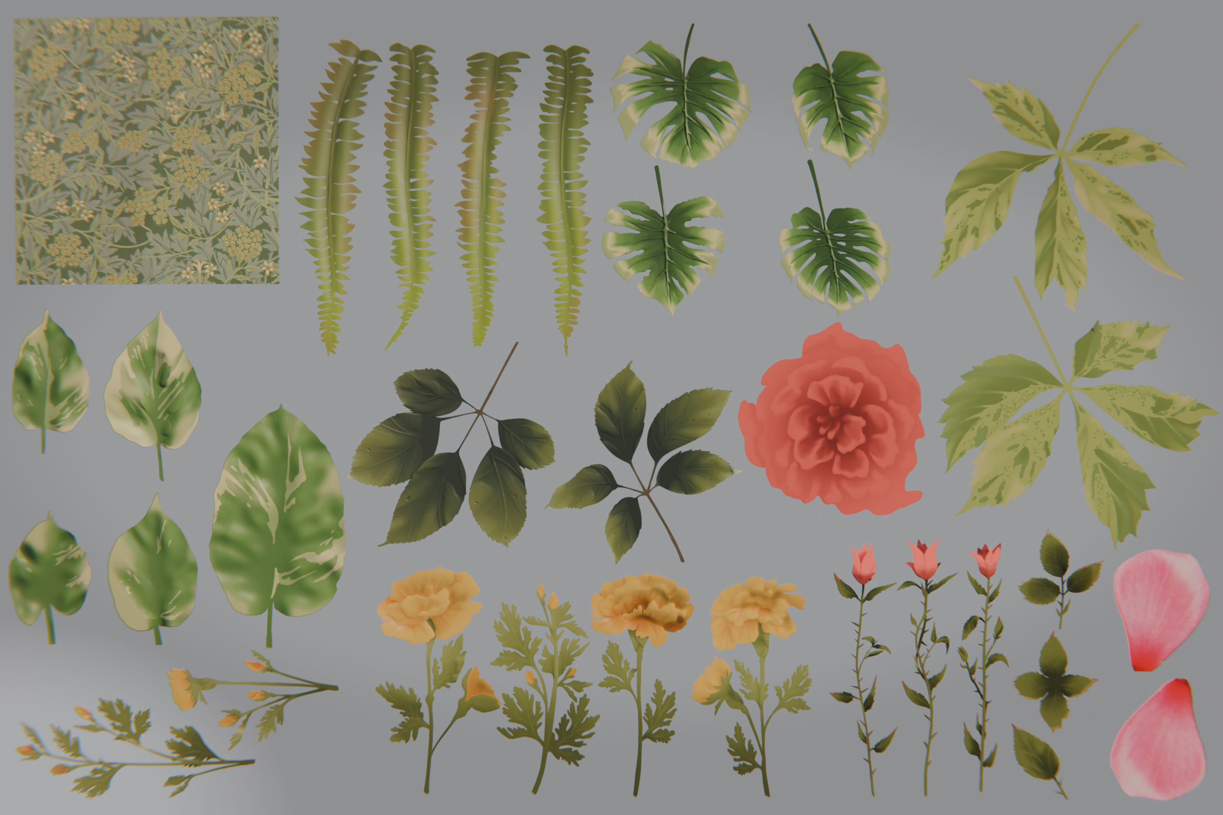 Plant Flat Lays & Tiled wallpaper "Jasmine" by William Morris 1872  (Edited, Met Public Domain)