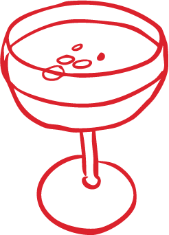 Line drawing of a martini cocktail.