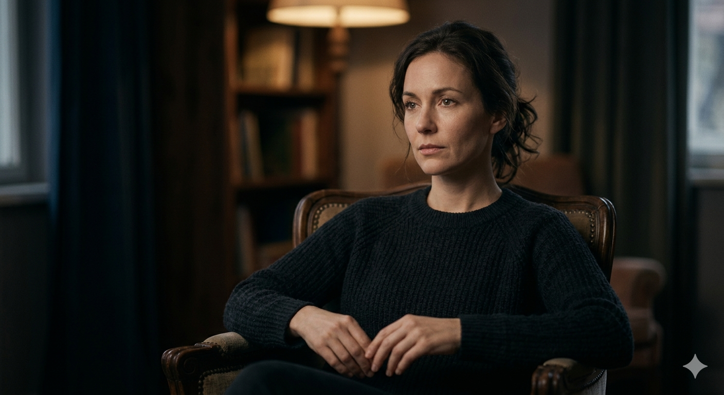 Person sitting quietly alone, appearing disconnected and still, illustrating shutting down emotionally as a freeze response