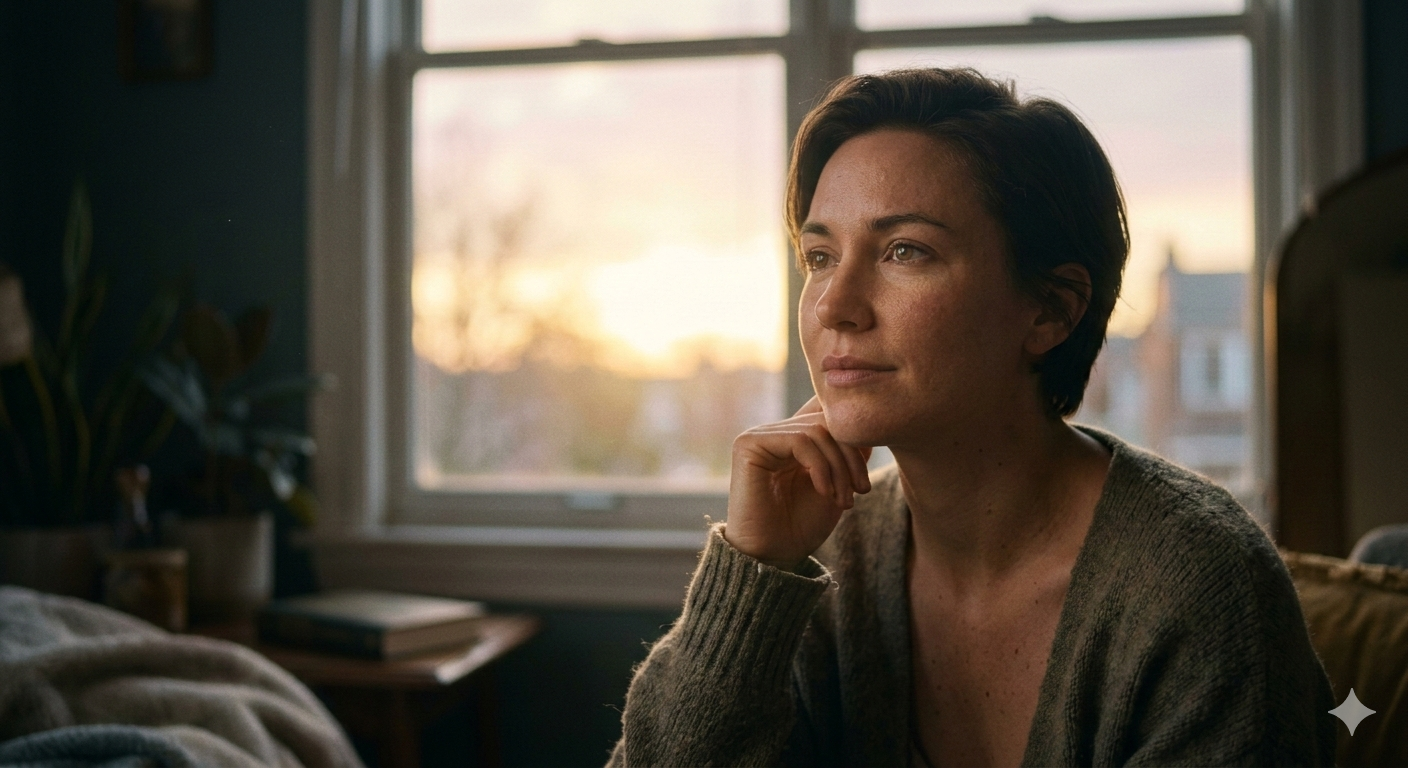 Warm sunrise light coming through a window, representing the possibility of change and finding your own voice after years of people pleasing