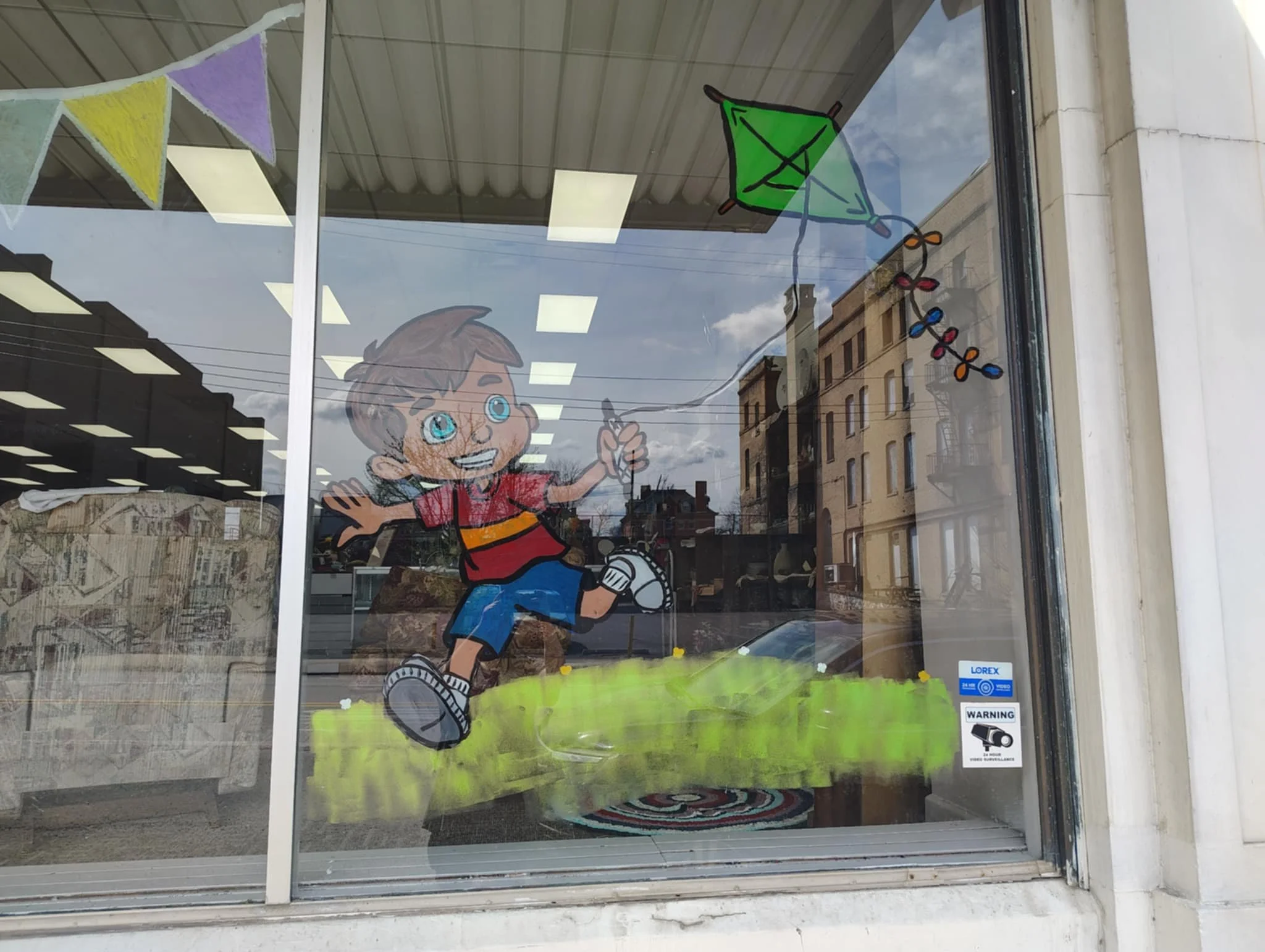 Seasonal window for local thrift shop Pennypincher