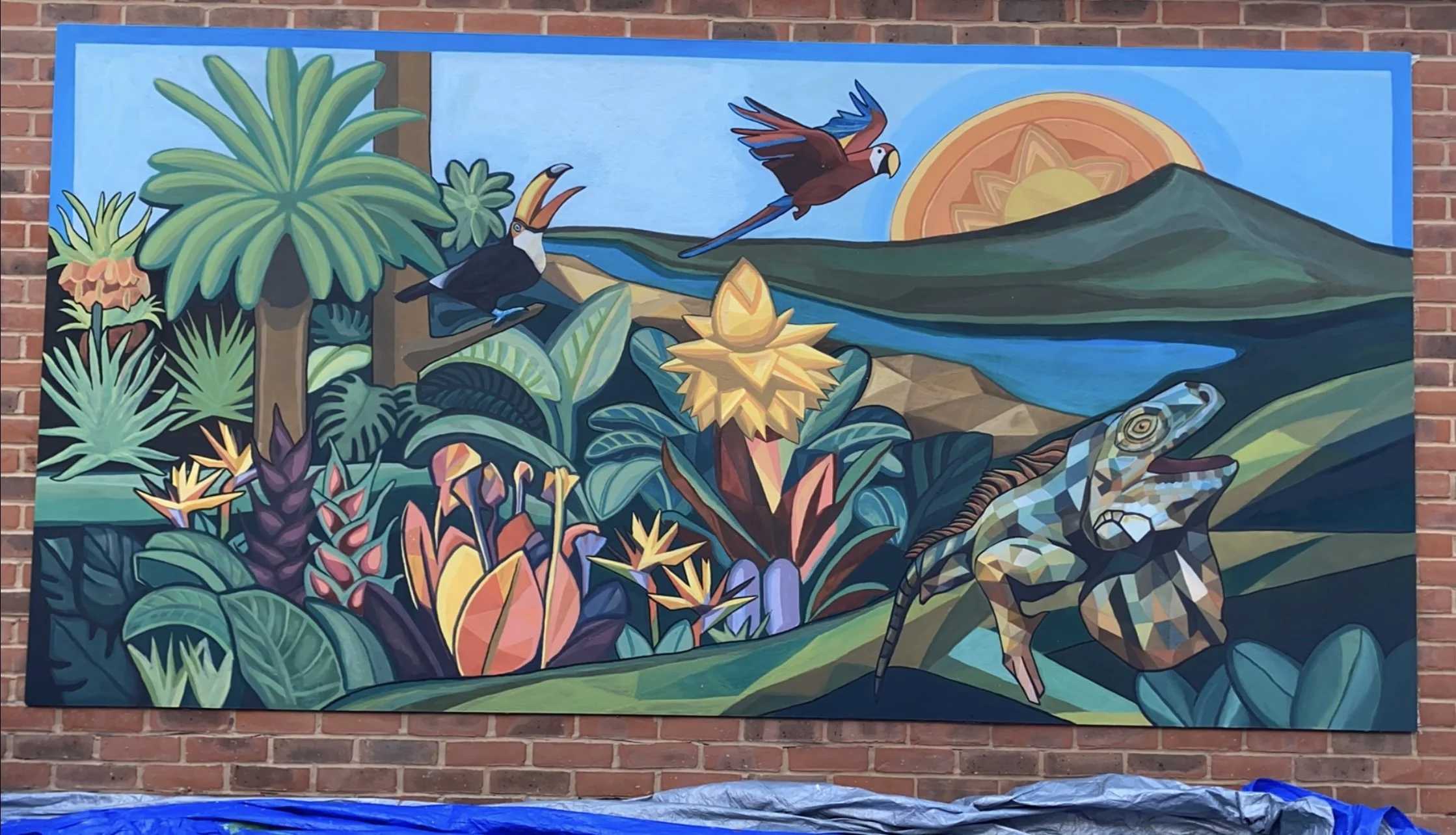 Interactive and educational wall mural for kids' playrooms, hand-painted by Hampshire artist Aidan Jack Waldron.