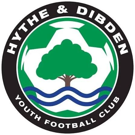 Logo for Hythe & Dibden Youth Football Club with a tree, water, and a soccer ball.