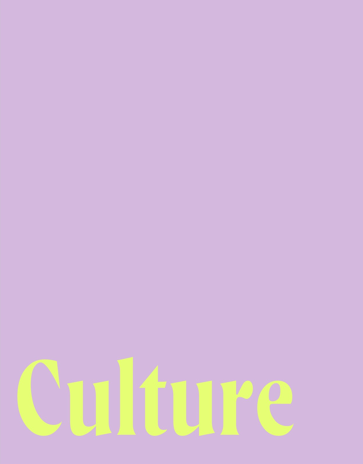The word 'Culture' written in large, light yellow text at the bottom left corner on a purple background.