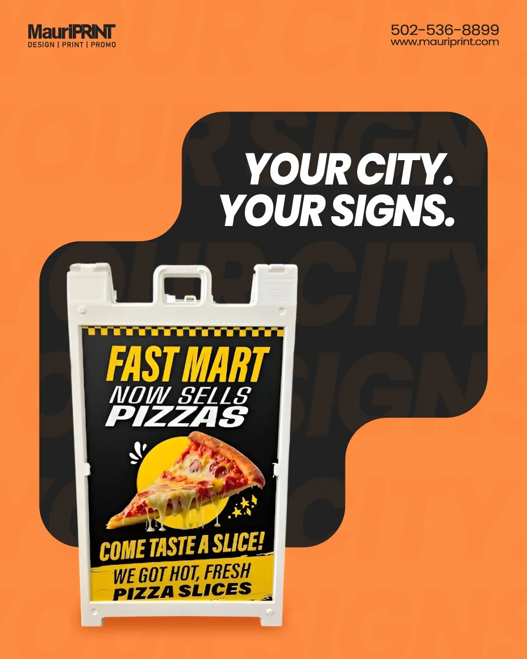 Your City. Your Signs.
From sidewalks to storefronts, MauriPrint brings your brand to life where it matters most, in the heart of your community.
Durable. Eye-cat5ching. Custom to your business.
 Because your signs shouldn&rsquo;t just be seen, they 