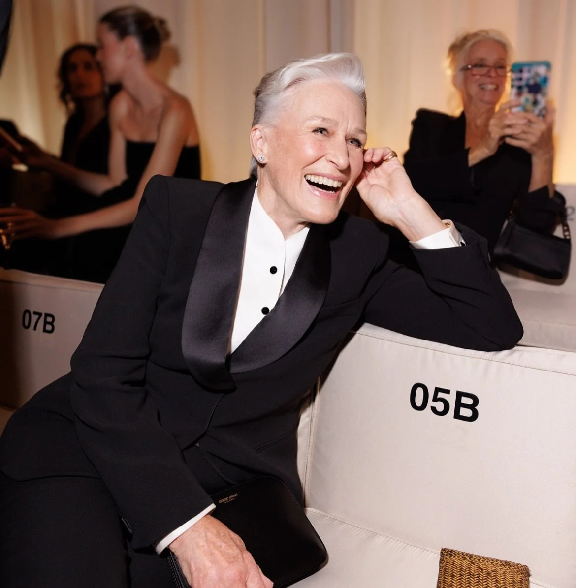 More of Glenn in Milan for @giorgioarmani 💙 
@armanibeauty 
Hair by @robertvetica 
Makeup by me 🥰
#glennclose #armanibeauty #giorgioarmani #twgartist #charlottehayward