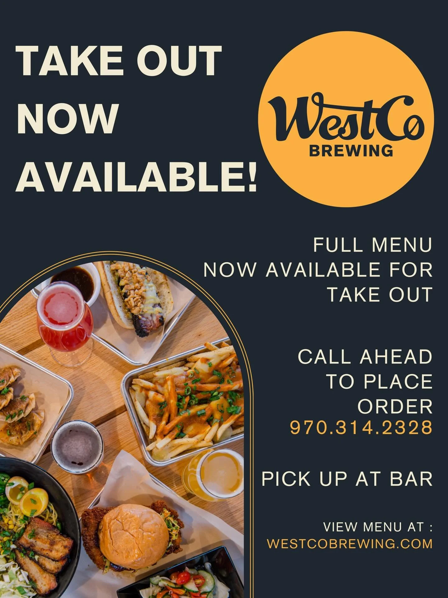 WestCo Eatery now offering Call Ahead Take Out! 
Find our full menu at westcobrewing.com

#sharegj #foodie #westernslopefood #westcobrewing #westcoeatery #gjco #visitgrandjunction #downtowngj