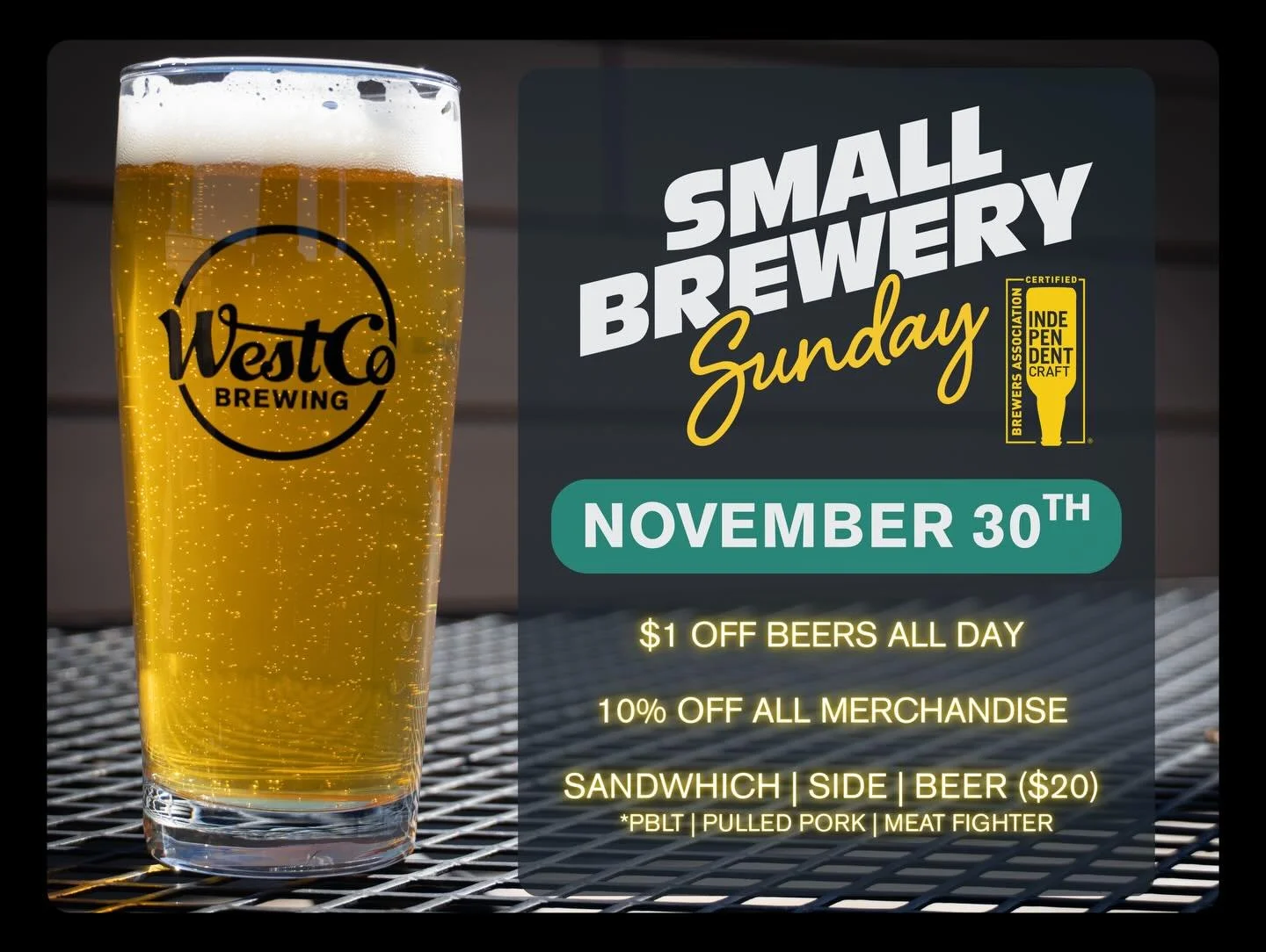 This Sunday we are celebrating our first #smallbrewerysunday 🥳

We&rsquo;ll be offering 10% off of all merchandise, so if you&rsquo;re still looking for a great gift, we have you covered! 

#sharegj #gjco #downtowngj #smallbiz #smallbrewery #westcob