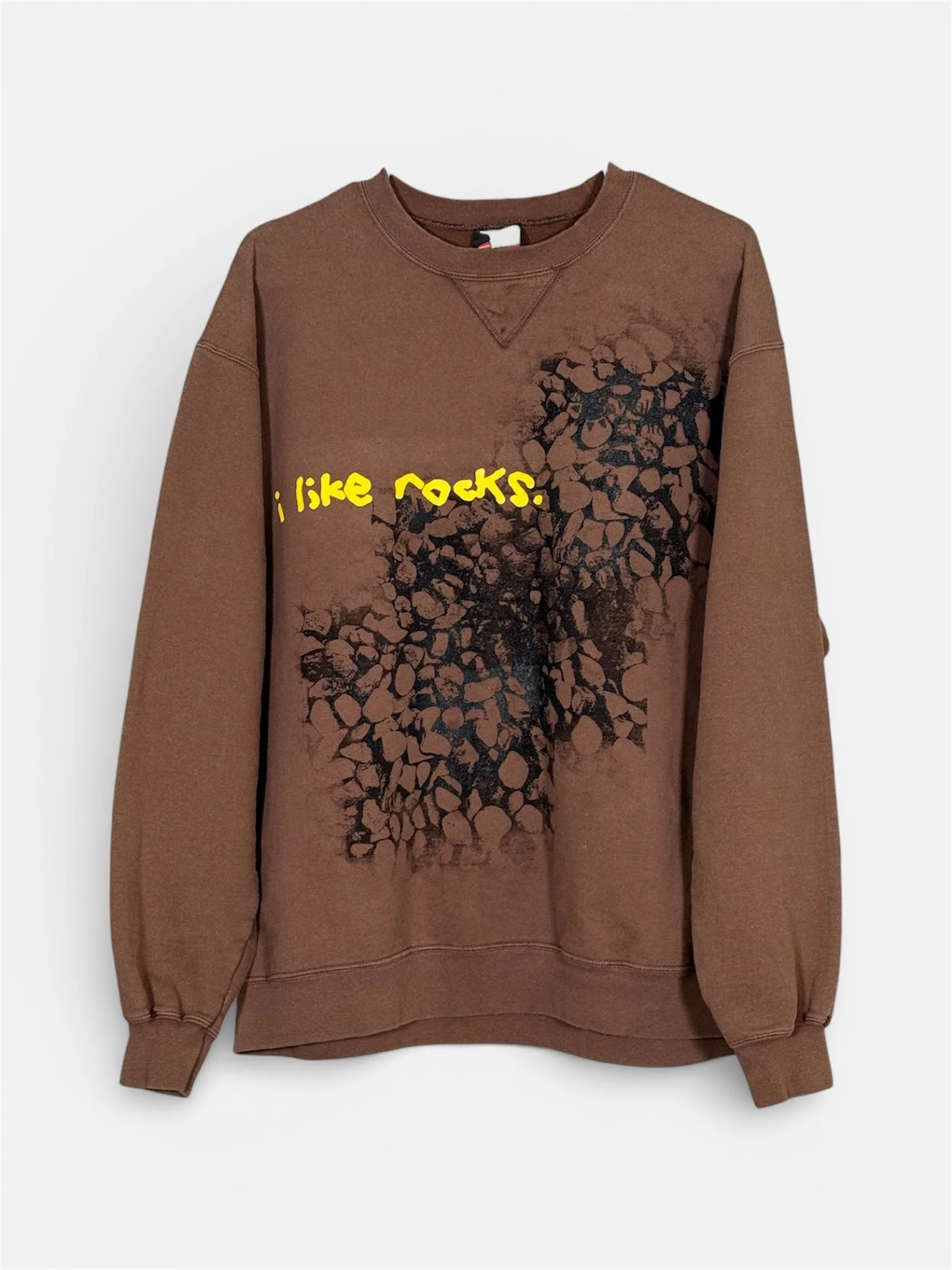 "I like rocks" brown crewneck sweatshirt