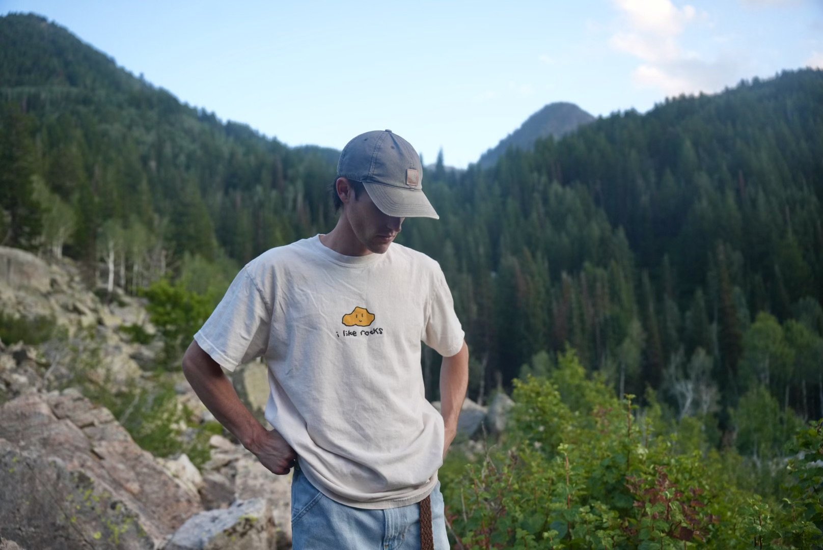 "I like rocks" t-shirt in Big Cottonwood Canyon, UT.