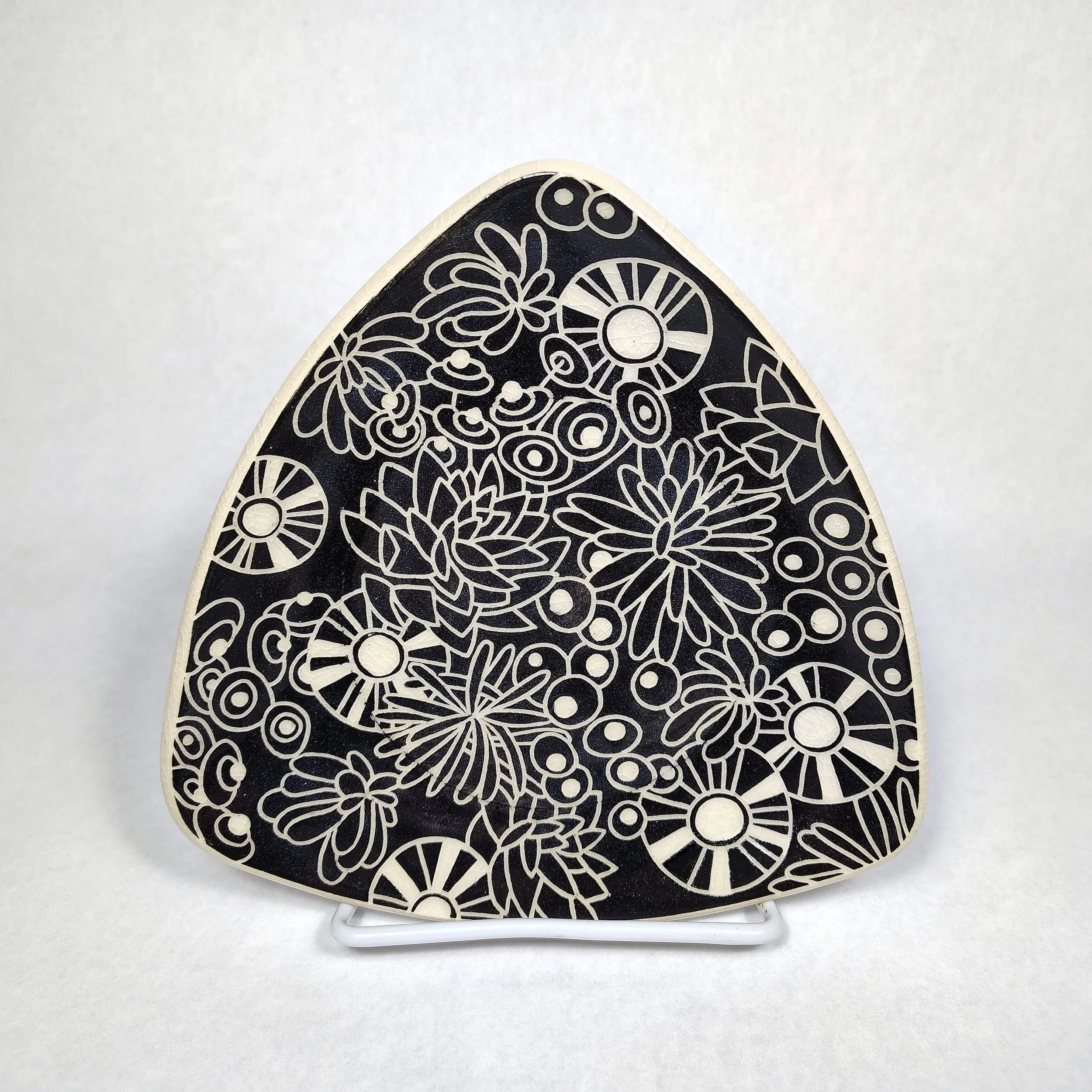 Plate, Succulent Garden, Black, Tri-corner