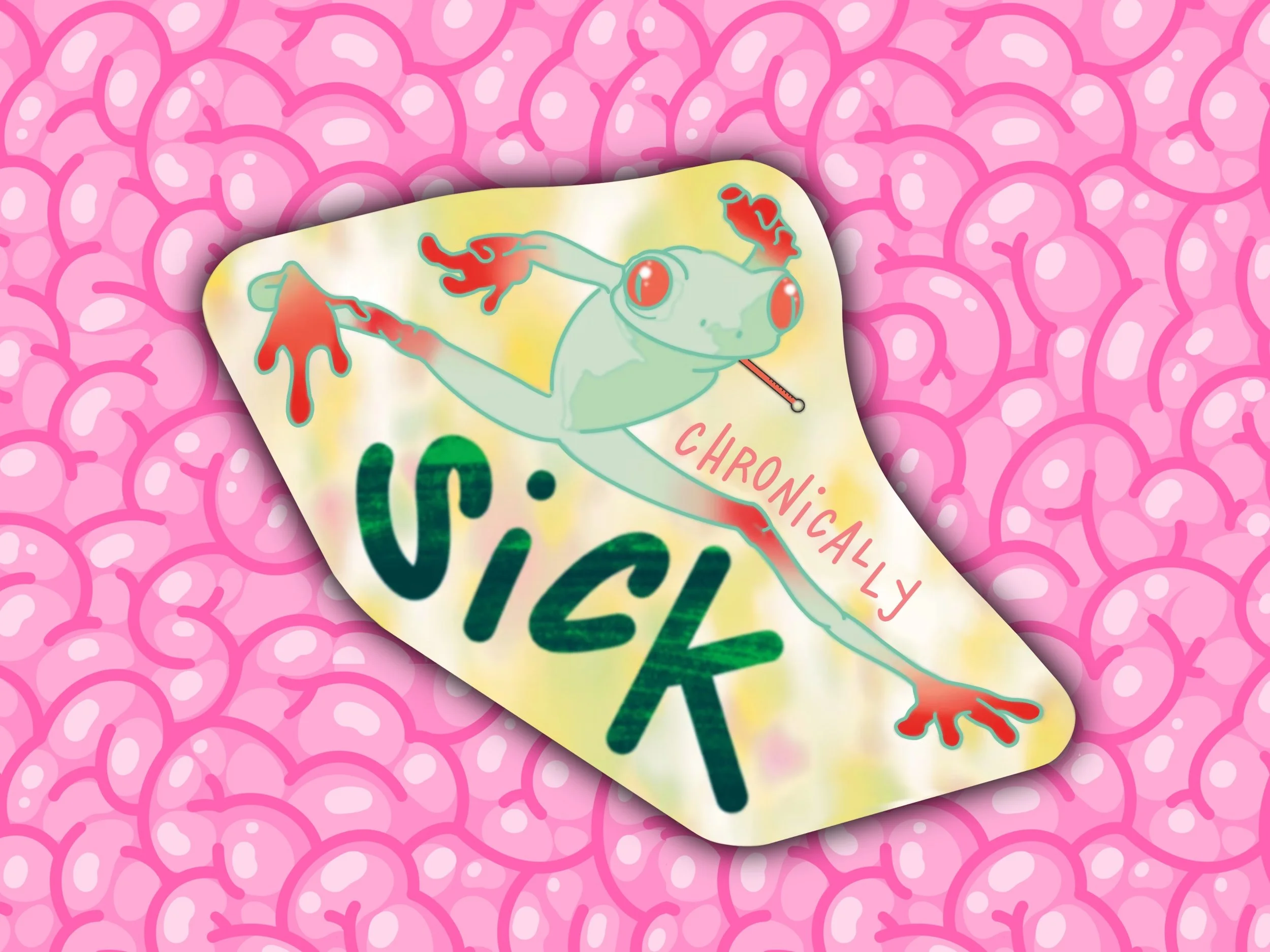 Chronically SICK frog sticker // approx 3.5" glossy vinyl sticker // waterproof sticker //