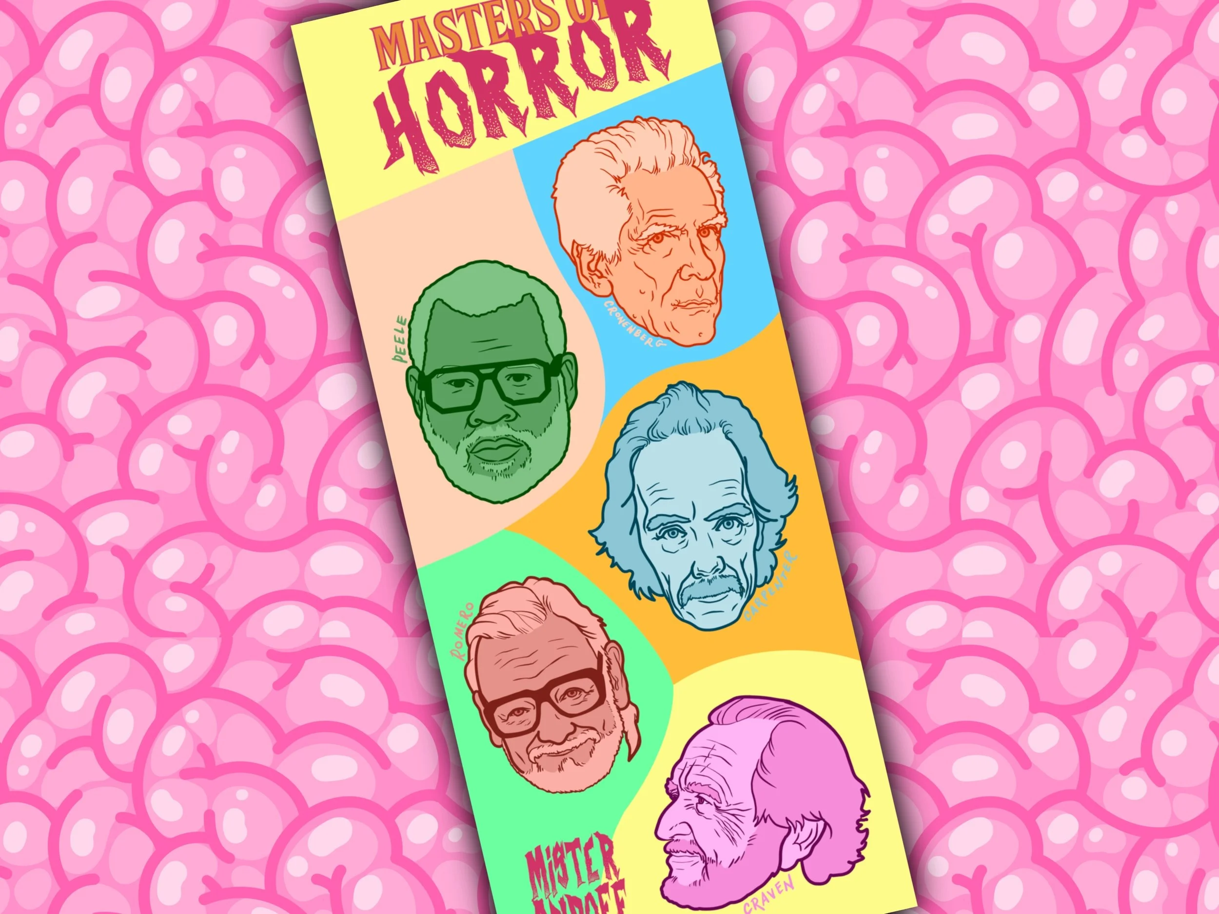 Masters Of Horror directors sticker sheet// approx 3.5x8.5" matte vinyl sticker sheet // 5x waterproof stickers //
