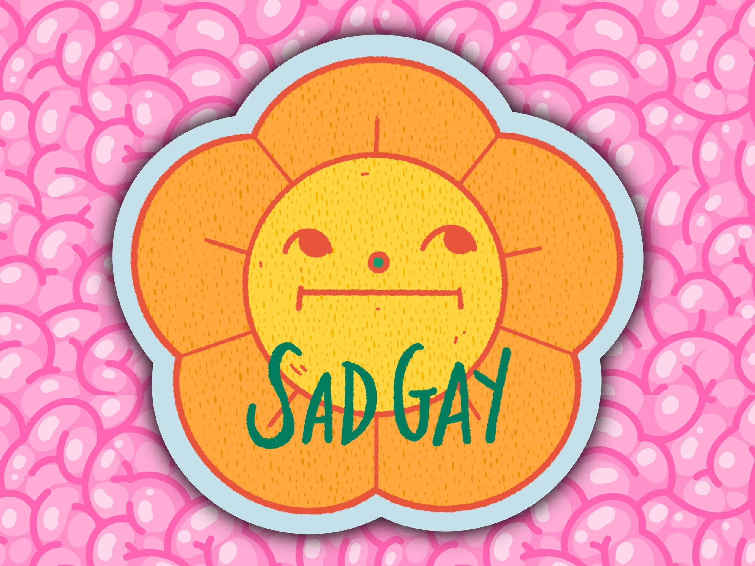 Sad Gay flower sticker // approx 3" matte vinyl sticker // waterproof sticker // Buzzkill Babies