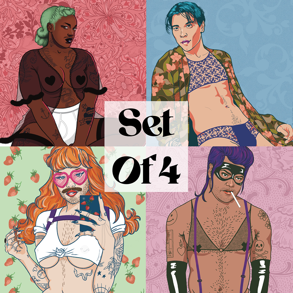 Set of 4 Art Prints // Genderqueer Quartet // 5x7" or 8.5x11" available