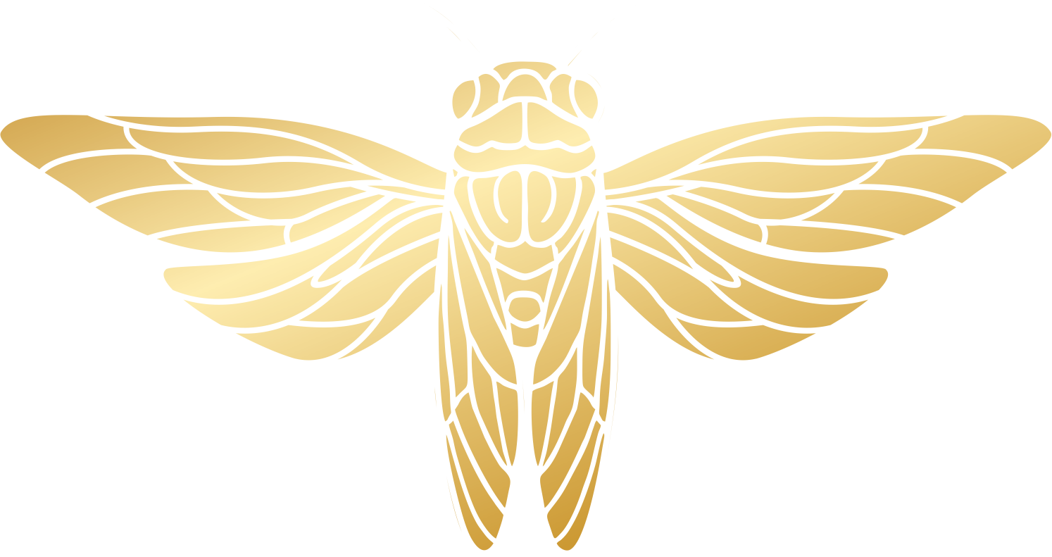 Gold-colored intricate design or pattern with various lines and shapes.