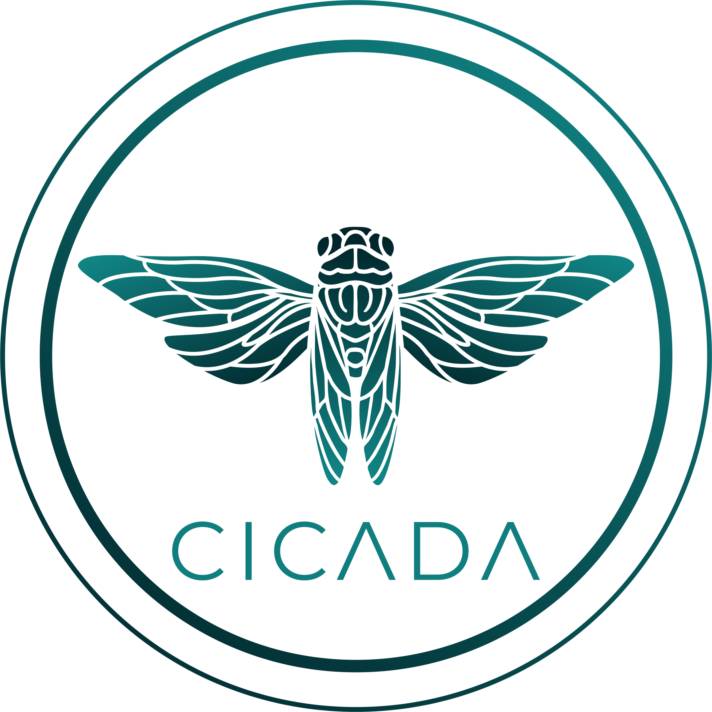 A circular logo featuring a stylized cicada with outstretched wings and the word 'CICADA' written below.
