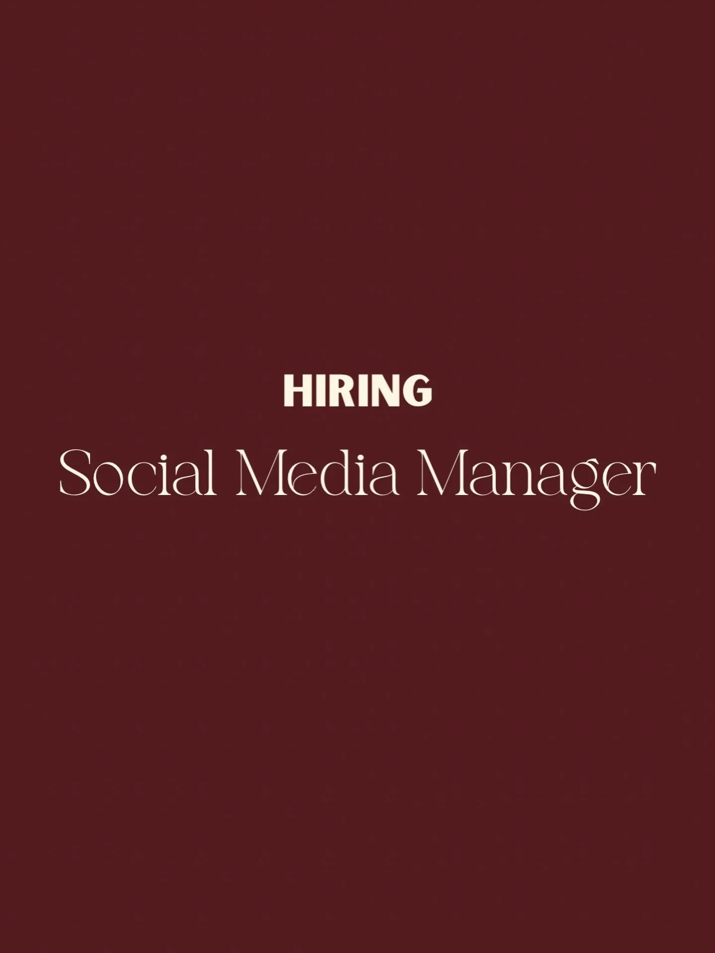 We are currently looking for a Social Media Manager on a contract basis!

&bull;	Must be confident infront and behind the camera 
&bull;	Plan and schedule content across Instagram, Linked In &amp; TikTok
&bull;	Create engaging content including image