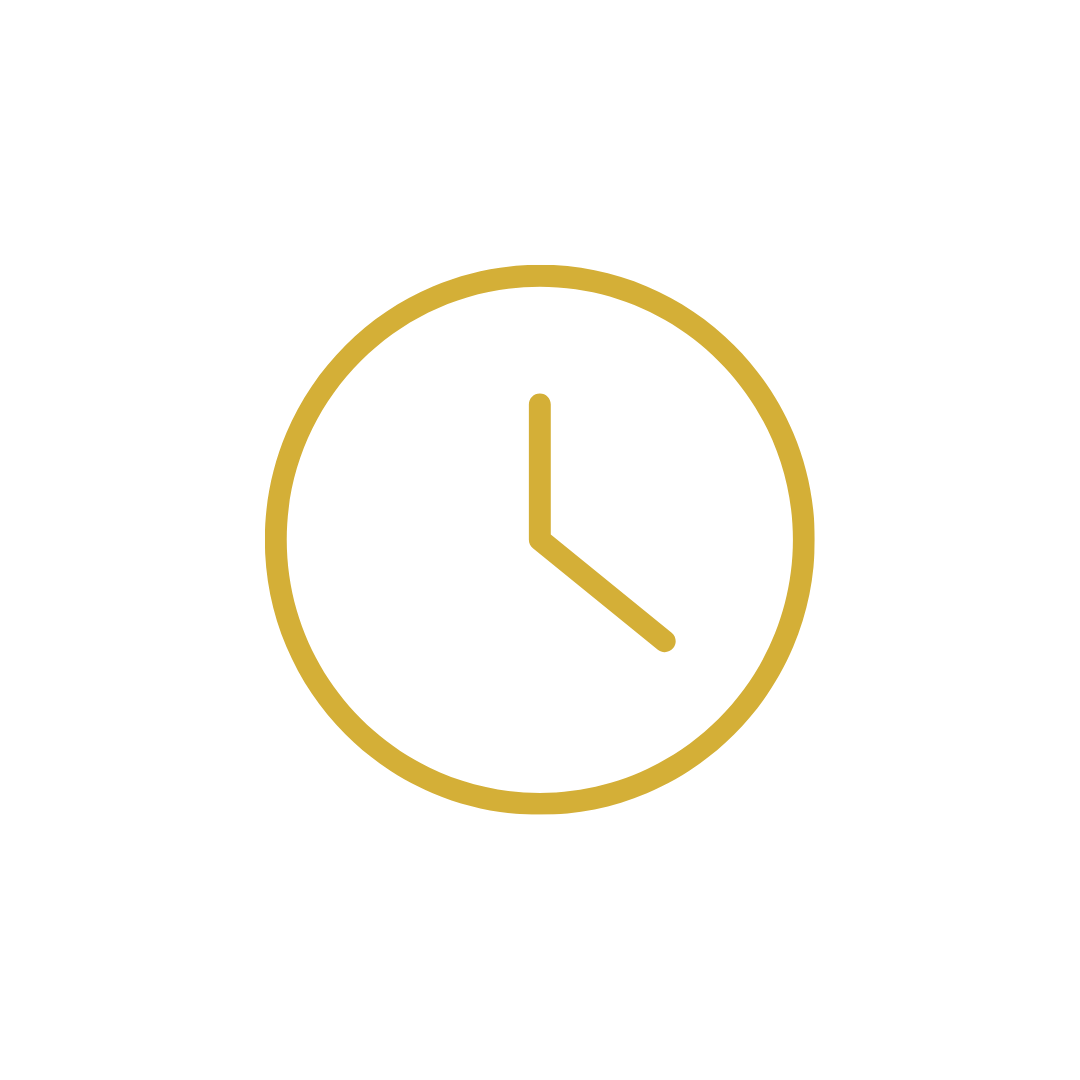 Gold clock showing 3 o'clock on a black background