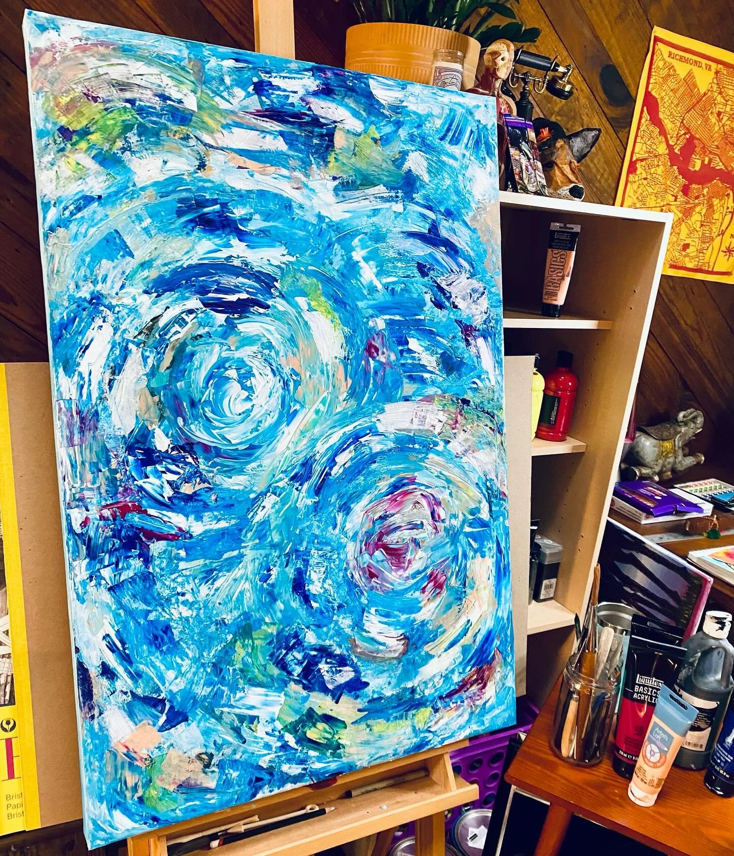 Putting the feels onto the canvas. 🌀🌀🙏🏼
.
.
Have had several of these expressive bold abstract commissions lately, any emotion/ color pallet/scale you want- I would be glad to create for you. No more boring walls! 
.
.
#abstract #abstractexpressi
