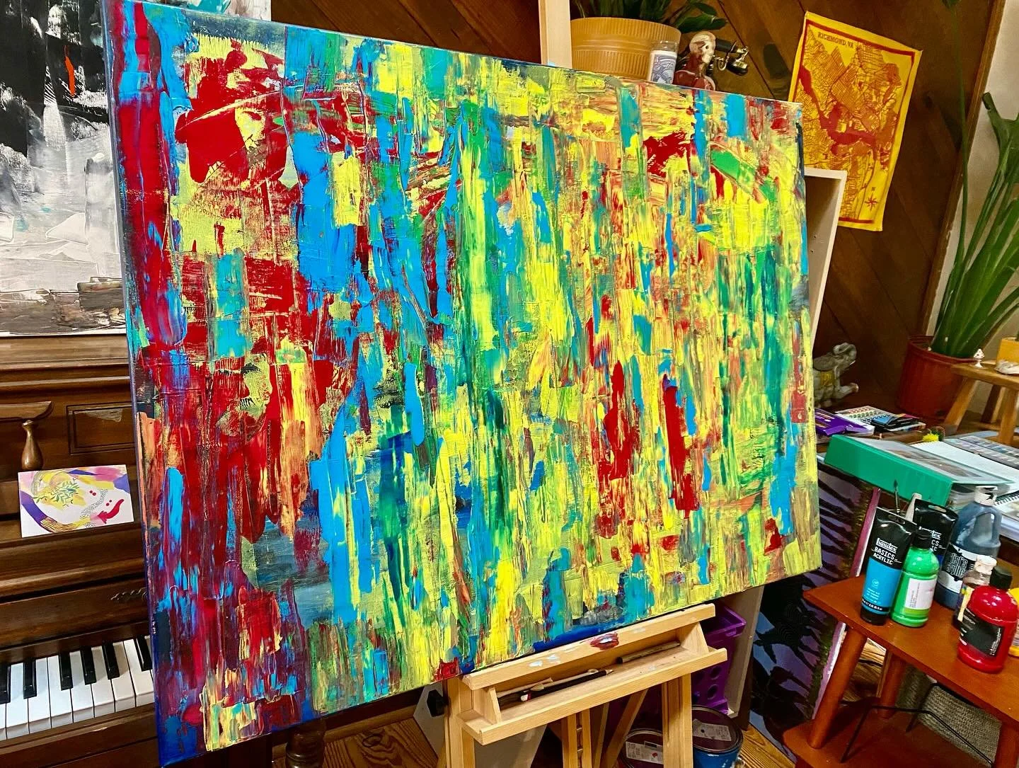 This LARGE wild one is available! I will add to the comments when it is sold and finds its forever home! No more boring walls!! Add some spice!! 
.
4&rsquo;X3&rsquo; Acrylic 
.
Will deliver upto a 30 mile radius around Richmond, VA or will ship, but 