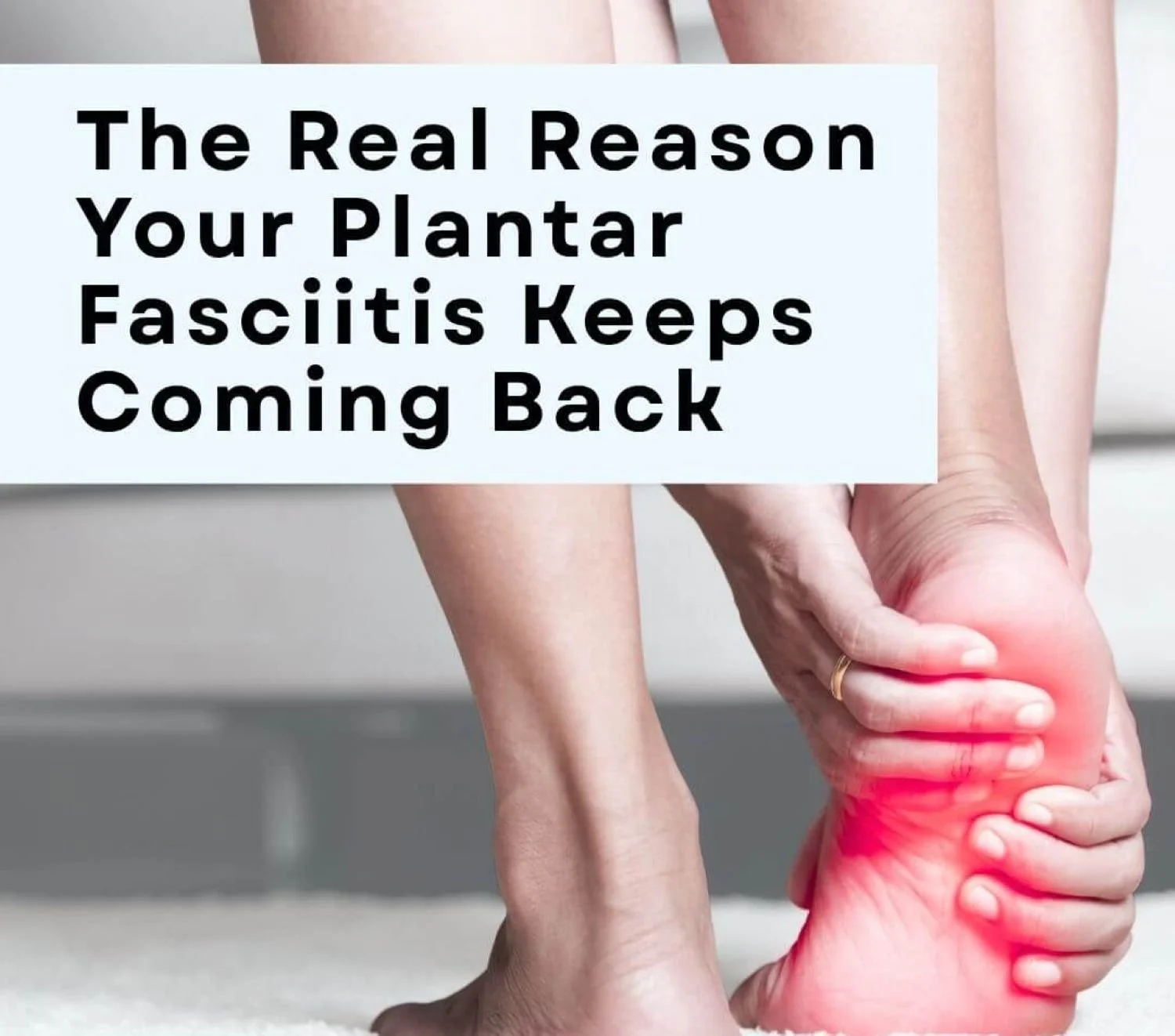 Image of a person holding their heel in pain due to plantar fasciopathy.