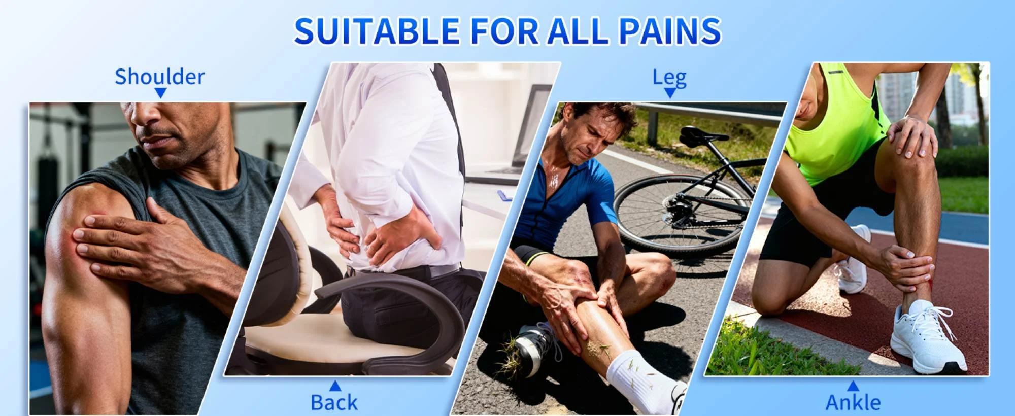 Extracorporeal Shockwave Therapy (ESWT) can be used on all of the main areas of pain that  physical therapists commonly work on.
