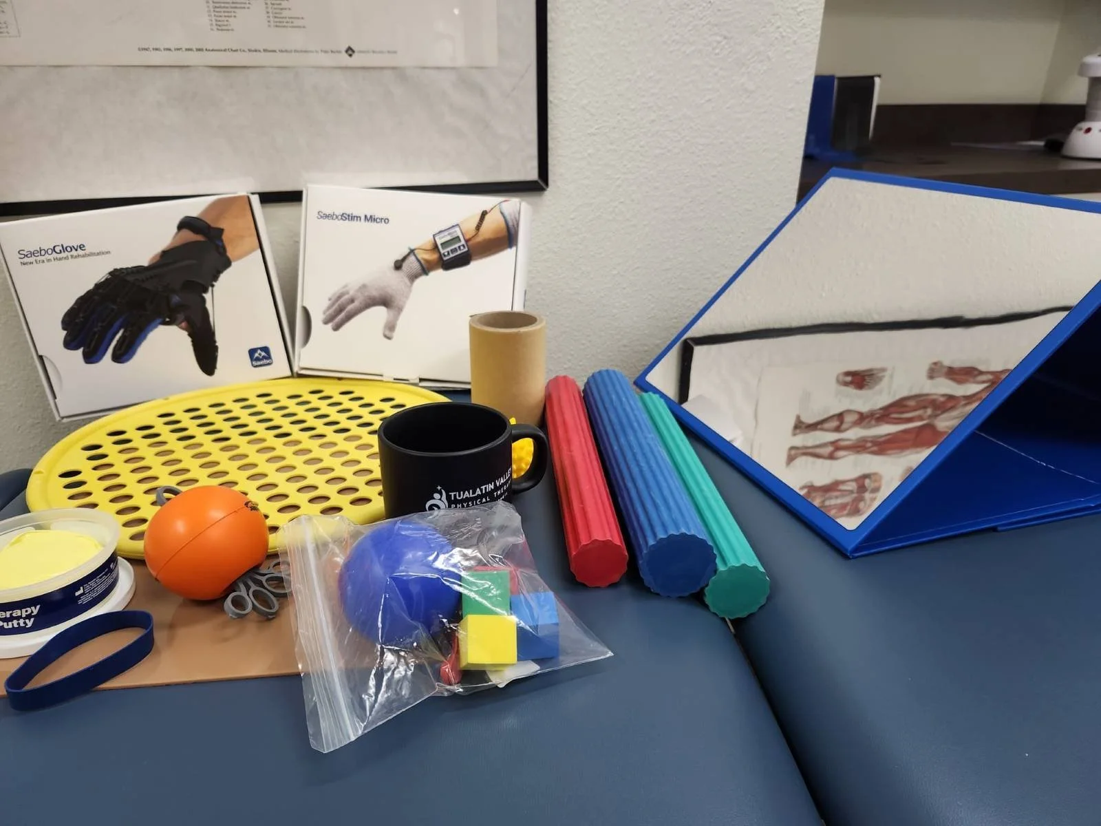 An image of some of the tools used for hand therapy in Hillsboro, OR at Tualatin Valley PT